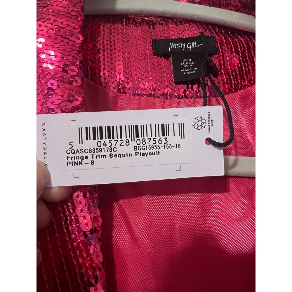 Nasty Gal Sequin Fringe Trim Romper 4 NWT - Picture 3 of 5